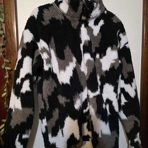 Eddie Bauer Black and Gray Sherpa Jacket